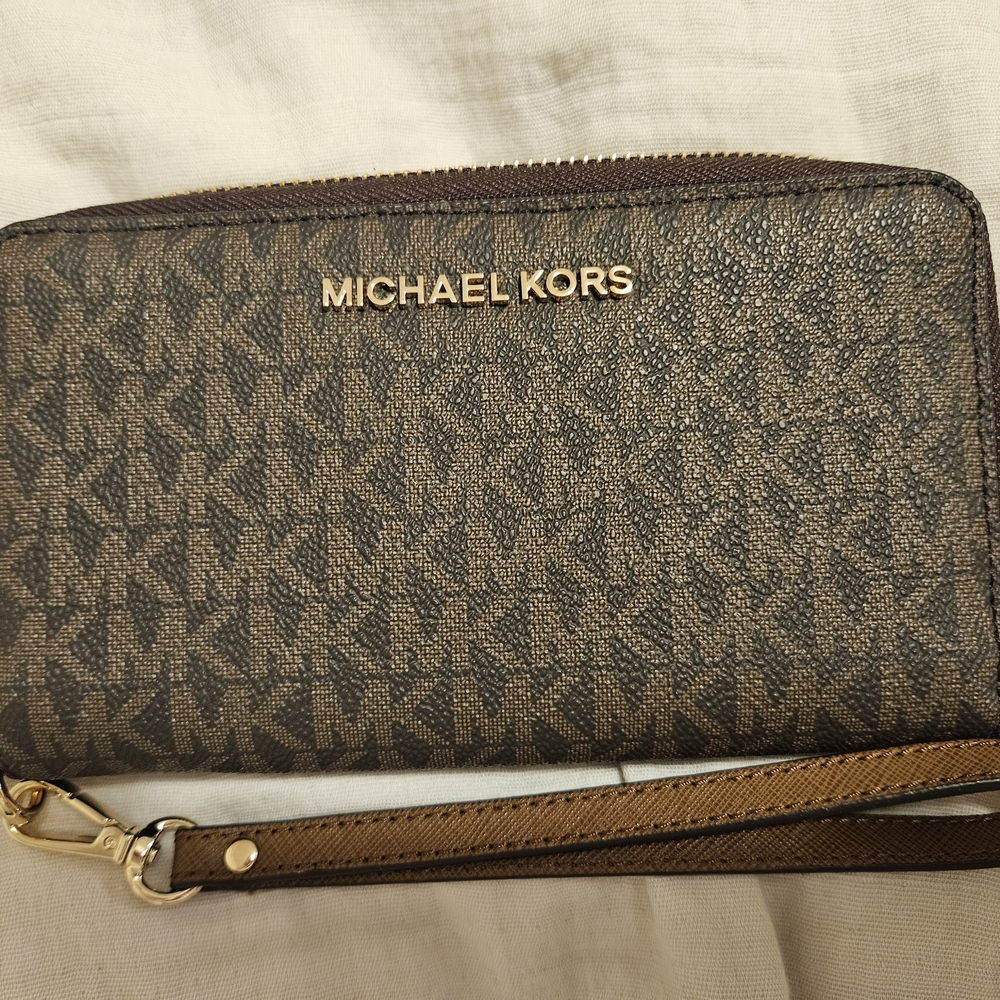 Michael Kors Brown Monogram Wristlet